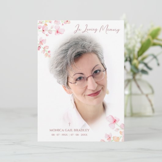 Nep-roosgoud foto roze bloemige takken voor een ui kaart (Staand voorkant)