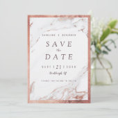 Nep roosgoud marmer luxe moderne 'save the date' save the date (Staand voorkant)