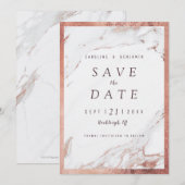 Nep roosgoud marmer luxe moderne 'save the date' save the date (Voorkant / Achterkant)