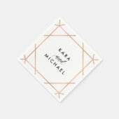 Nep roosgoud op witte moderne geometrische bruilof servetten (Hoek)