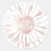 nep roosgouden zonnebloem ronde sticker (Voorkant)