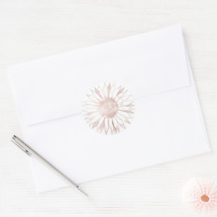 nep roosgouden zonnebloem ronde sticker