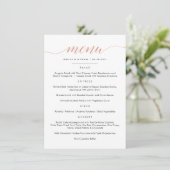 Nep Rose Goud Calligrafie Menu Plat Kaart (Staand voorkant)