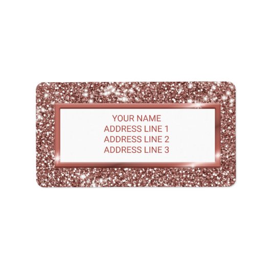 Nep Rose Goud Glitter Textuur Uiterlijk & Aangepas Etiket (Voorkant)