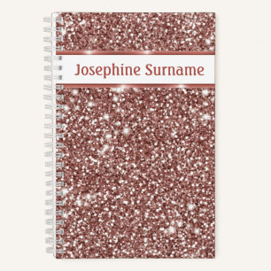 Nep Rose Goud Glitter Textuur Uiterlijk & Aangepas Notitieboek