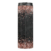 Nep Rose Goud Glitter Zwart Leer Monogram Thermosbeker (Achterkant)