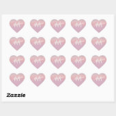 Nep roze en paarse glinsterende glitter monogram hart sticker (Vel)