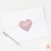 Nep roze en paarse glinsterende glitter monogram hart sticker (Envelop)