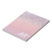 Nep roze en paarse glinsterende glitter monogram notitieblok (Linkerzijde)