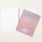 Nep roze en paarse glinsterende glitter monogram planner (Display)