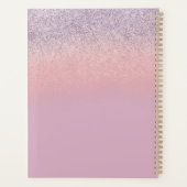 Nep roze en paarse glinsterende glitter monogram planner (Achterkant)