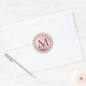 Nep roze folie - Roze goud marmer Monogram Ronde Sticker (Envelop)