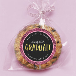 Nep Roze Glitter Afgestudeerde Afstuderen Ronde Sticker