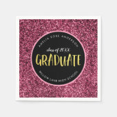 Nep Roze Glitter Afgestudeerde Afstuderen Servet (Voorkant)