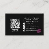 Nep Roze Glitter Lippen QR Code Visagist Visitekaartje (Achterkant)