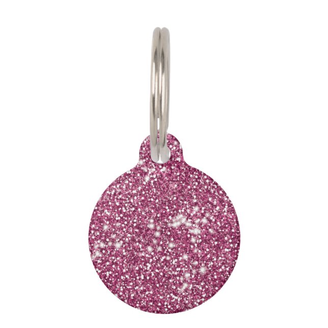 Nep Roze Glitter Textuur Uiterlijk & Info over Hui Huisdierpenning (Voorkant)