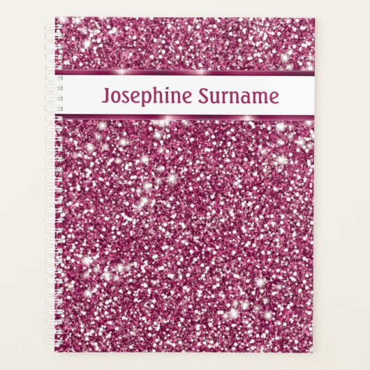 Nep Roze Glitter Textuur Uiterlijk Met Aangepaste Planner (Voorkant)