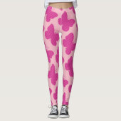 Nep Roze Glitter Vlinder Leggings (Voorkant)
