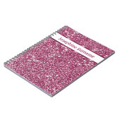 Nep roze glitters tekstuur uitzicht met aangepaste notitieboek (Linkerzijde)