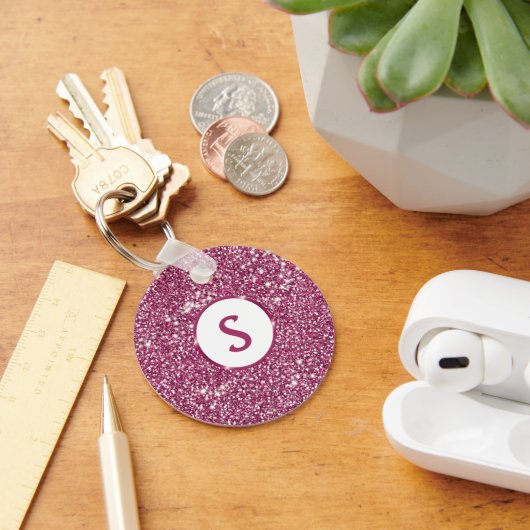 Nep roze glitters textuur uitzicht en aangepaste m sleutelhanger (Bureau)