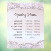 Nep roze glitterschuim Openingstijden Raamsticker (Vel 3)