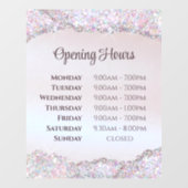 Nep roze glitterschuim Openingstijden Raamsticker (Vel)