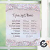 Nep roze glitterschuim Openingstijden Raamsticker (Huis)