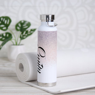 Nep roze glitterscript monogram waterfles