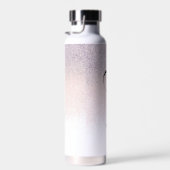 Nep roze glitterscript monogram waterfles (Rechts)