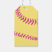 Nep roze glittersoftbalsteken cadeaulabel (Voorkant)