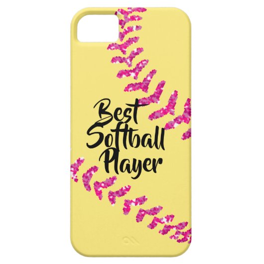 Nep roze glittersoftbalsteken Case-Mate iPhone case (Achterkant)
