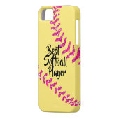 Nep roze glittersoftbalsteken Case-Mate iPhone case (Achterkant Links)