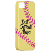 Nep roze glittersoftbalsteken Case-Mate iPhone case (Back/Rechts)