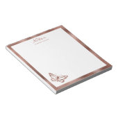 Nep roze goud folie vlinder & aangepaste tekst notitieblok (Schuin)