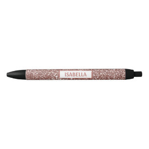 Nep roze goud glinster textuur uitzicht & aangepas zwarte inkt pen