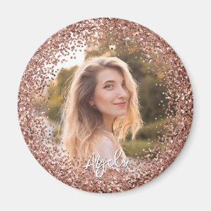 Nep roze goud glinsterende foto magneet