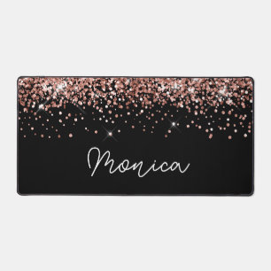 Nep roze goud glitter en zwart bureaumat