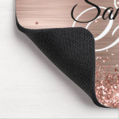 Nep Roze Goud Glitter Folie Monogram Muismat (Hoek)
