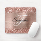 Nep Roze Goud Glitter Folie Monogram Muismat (Met muis)