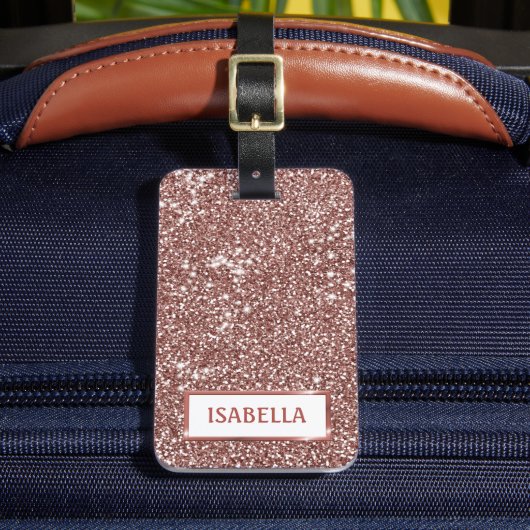 Nep Roze Goud Glitter Textuur Uiterlijk & Aangepas Bagagelabel (Voorkant Insitu 2)