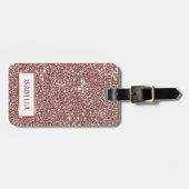 Nep Roze Goud Glitter Textuur Uiterlijk & Aangepas Bagagelabel (Voorkant horizontaal)