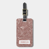 Nep Roze Goud Glitter Textuur Uiterlijk & Aangepas Bagagelabel (Voorkant verticaal)