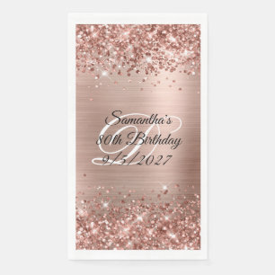 Nep roze goud glitters en folie 80ste verjaardag servet