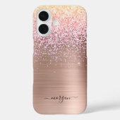 Nep roze goud metaal, Glitters, naam in script Case-Mate iPhone Case (Achterkant)