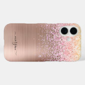 Nep roze goud metaal, Glitters, naam in script Case-Mate iPhone Case (Achterkant (horizontaal))