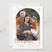 Nep roze goud multifamilie foto's vrolijk kerstfee feestdagenkaart (Voorkant)