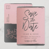 Nep roze goud Save the Date-bericht kaart (Voorkant / Achterkant)