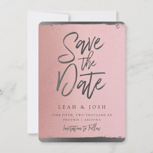 Nep roze goud Save the Date-berichtkaart Kaart (Voorkant)