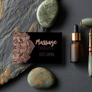 Nep roze gouden boho bloemrijke mandala massage visitekaartje