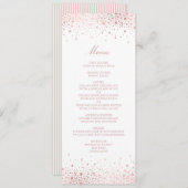 Nep roze gouden folie-confetti Elegante Menukaart (Voorkant / Achterkant)
